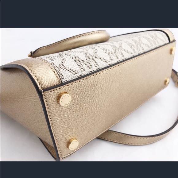 Michael Kors Tina Small Top Zip Crossbody Gold - Picture 8 of 8